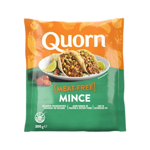 Vegetarian Quorn Mince product packaging with nutritional information