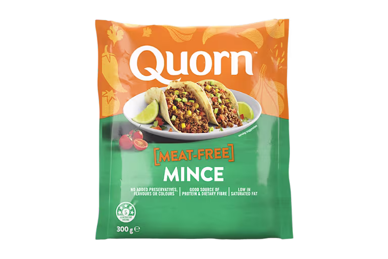 Vegetarian Quorn Mince product packaging with nutritional information