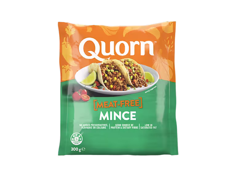 Vegetarian Quorn Mince product packaging with nutritional information