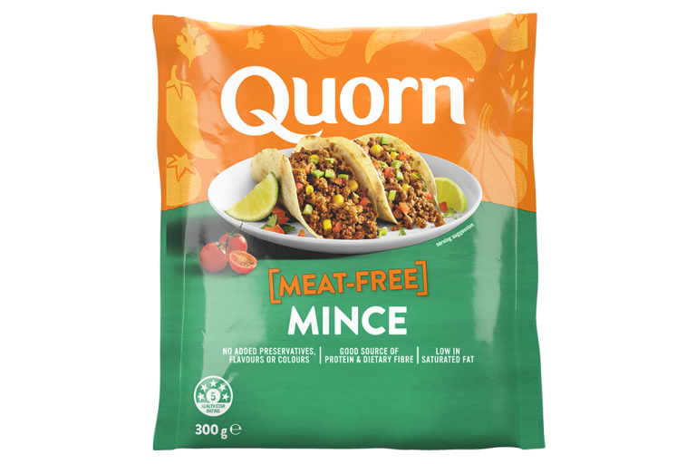 Vegetarian Quorn Mince product packaging with nutritional information