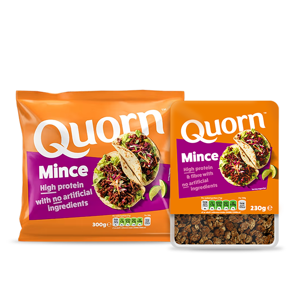 Vegetarian Quorn Mince product packaging with nutritional information