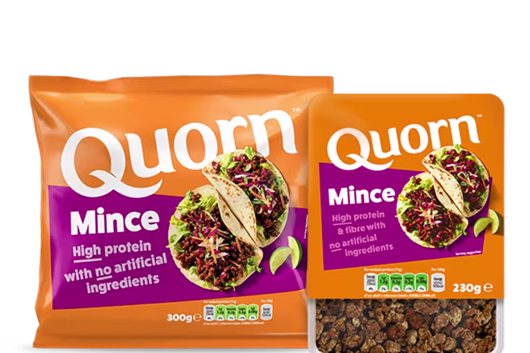 Vegetarian Quorn Mince product packaging with nutritional information