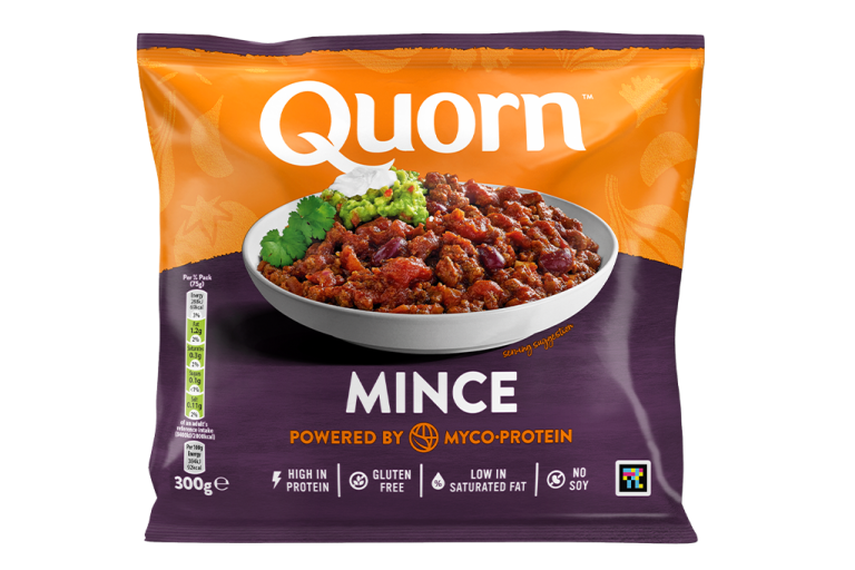 Vegetarian Quorn Mince product packaging with nutritional information