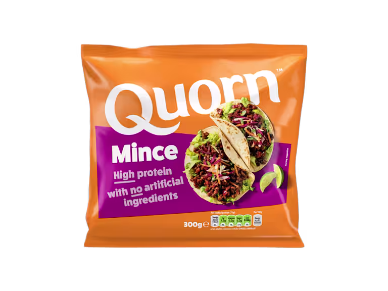 Emballage til vegetarisk Quorn Hakkefars-produkt med næringsindhold
