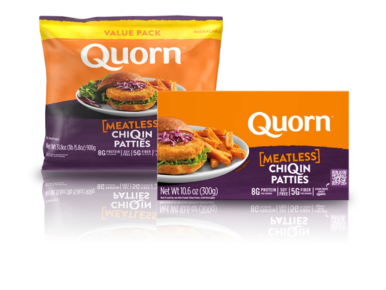 Quorn Meatless Chicken Patties packaging.