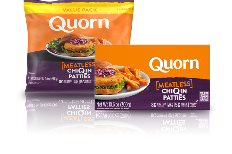 Quorn Meatless Chicken Patties packaging.