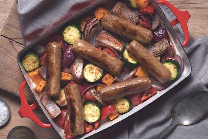 Quorn Vegan Cumberland Sausage and Roasted Veg Roast