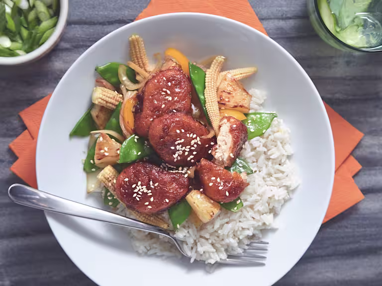 sticky sweet & sour quorn nuggets vegetarian recipe