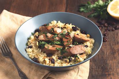 quorn meatless sweet apple sausages couscous vegetarian recipe