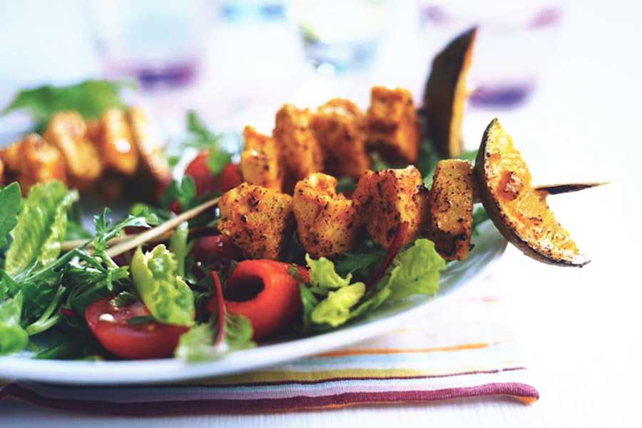 Vegetarian Indian Tikka Skewers with Salad | Quorn