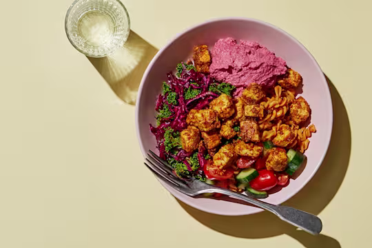 mättande pastabowl, mycket smak, matlåda, recept, vegetariskt