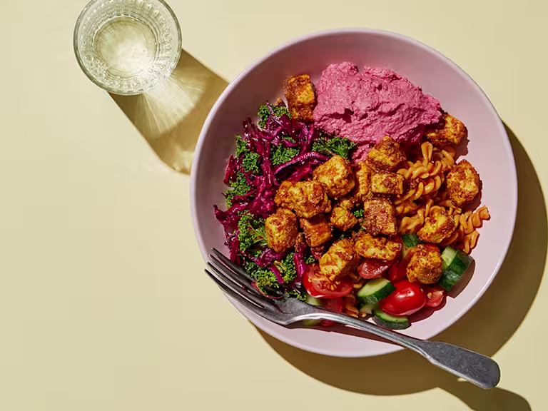 mättande pastabowl, mycket smak, matlåda, recept, vegetariskt