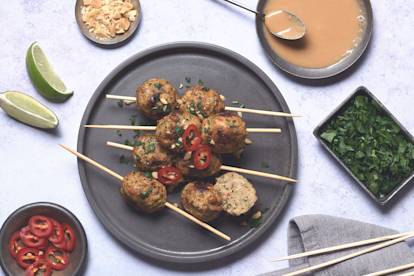 Quorn Aromatic Thai Bites Skewers with Lime and Peanut Dipping Sauce