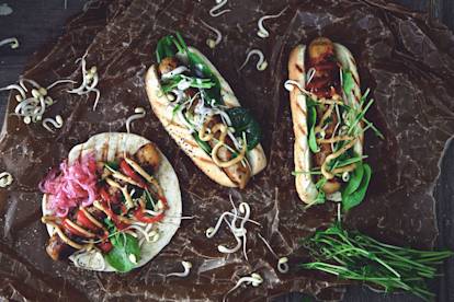 Quorn Bratwurst med picklad rödlök
