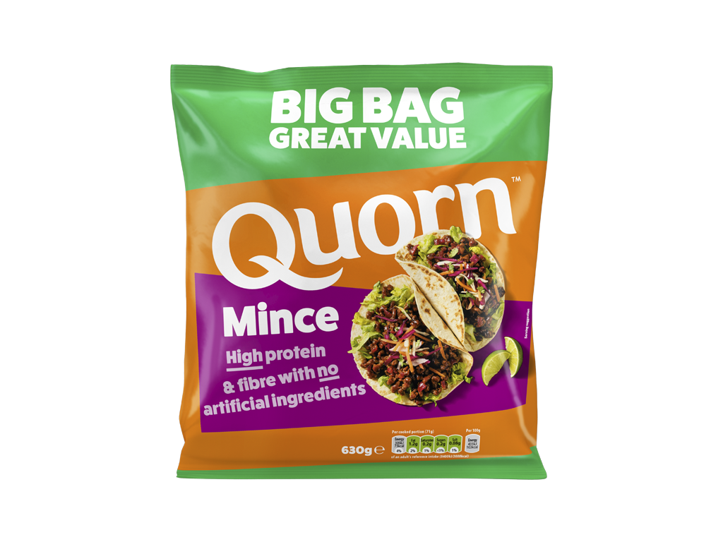 Vegetarian Quorn Mince product packaging with nutritional information