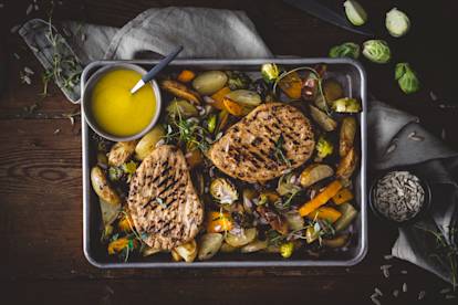 Quorn Pepparstek med ugnsrostade grönsaker