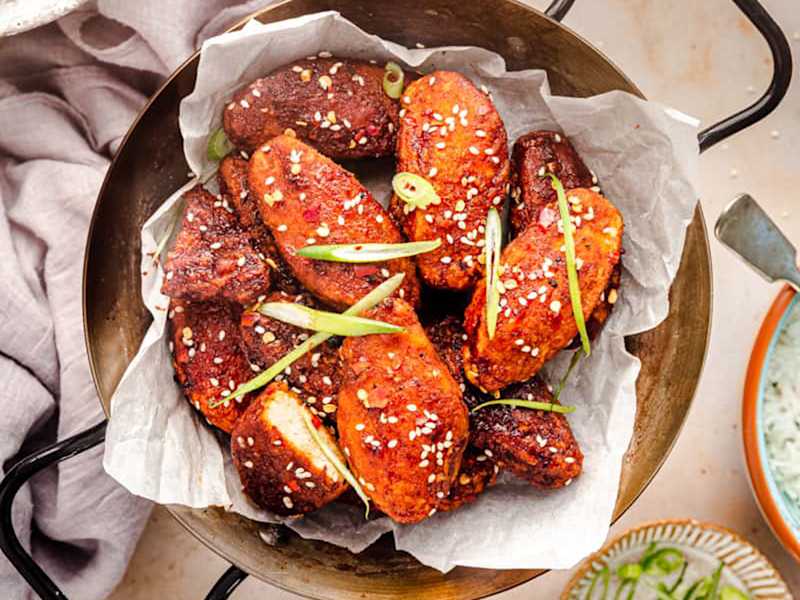 Vegetarian Gochujang Buffalo Wings With Meat-Free Quorn Southern Fried Bites