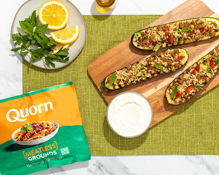 Vegetarian Zucchini Boats with Quorn Grounds Quorn
