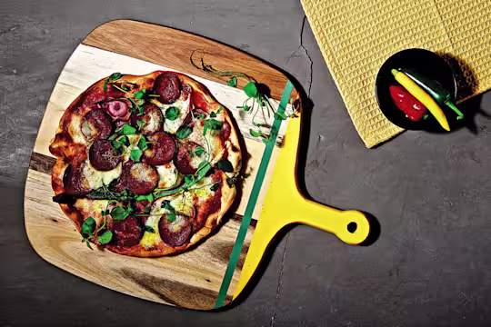 Vegansk, pizza, vegansk pepperoni, rödbetor, quorn.