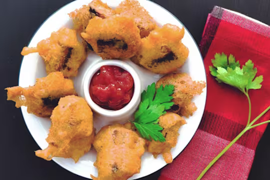 Quorn Vegetarian Battered Sausage Bites, made with Quorn Sausages and served ketchup