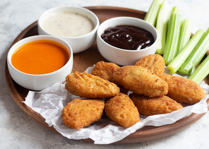 Buffalo Wings with Trio of Dips Vegan Recipes Quorn