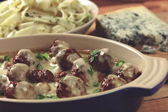 quorn swedish style balls in blue cheese sauce vegetarian recipe
