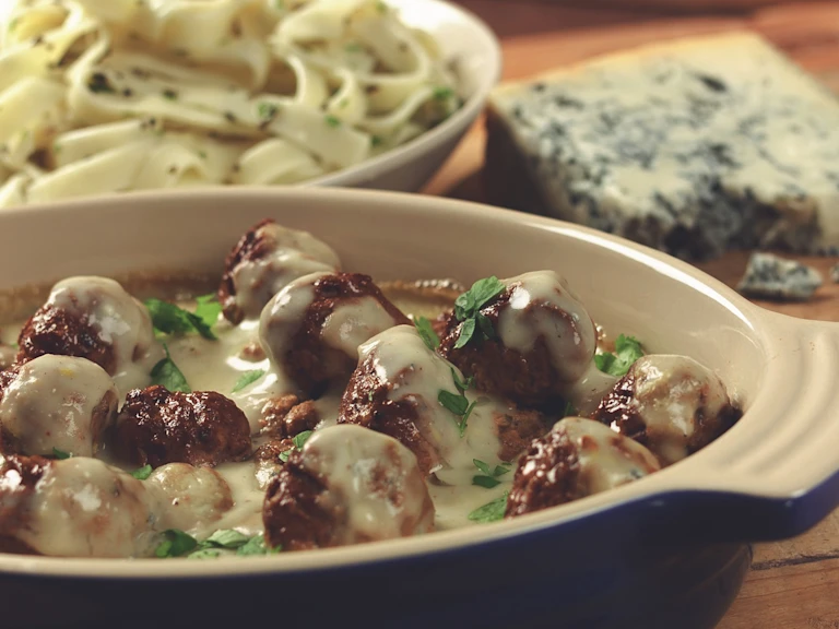 quorn swedish style balls in blue cheese sauce vegetarian recipe