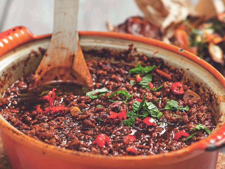 Texaschili med Quorns lakto-ovo-vegetariska färs - recept