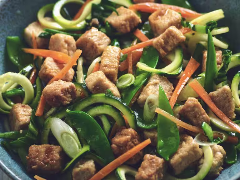 Quorn stir fry zoomed in.