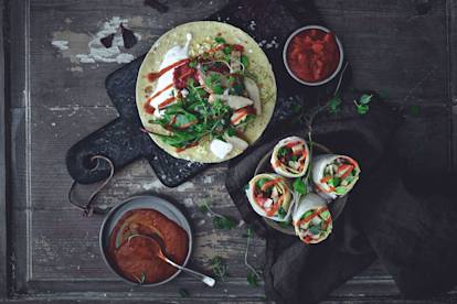 Quorn wrap med skurna, grillade filéer