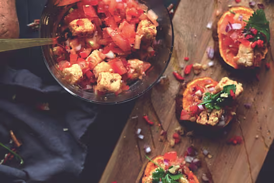 Vegetarisk bruschetta med marinerade Quorn Bitar