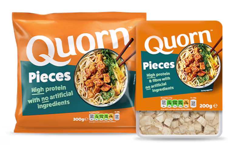 Vegetarian Quorn Pieces product packaging with nutritional information