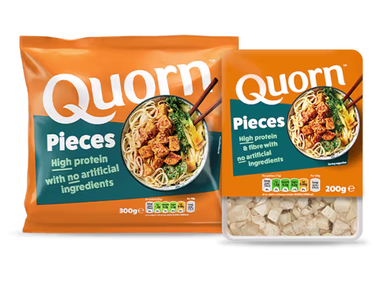 Vegetarian Quorn Pieces product packaging with nutritional information