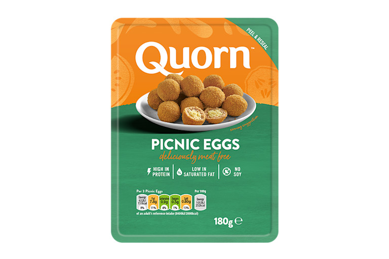Vegetarian Quorn Picnic Eggs product packaging with nutritional information