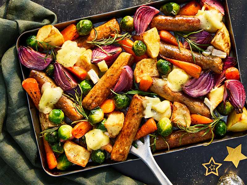Festive Vegetarian Sausage Traybake | Quorn