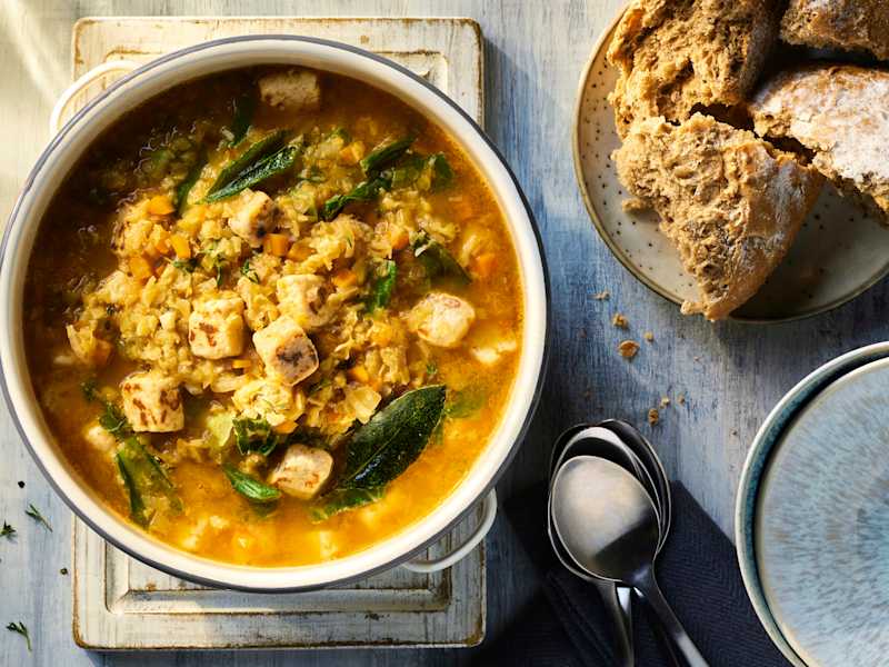 Vegetarian Lentil Soup Recipe With Meat-Free Quorn Pieces