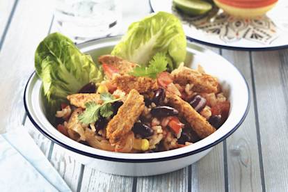 Mexikanische Gemüsepfanne mit Quorn Vegetarische Fajita-Streifen