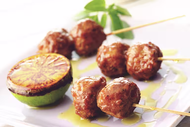 Meatball Skewers with Lime and Garlic