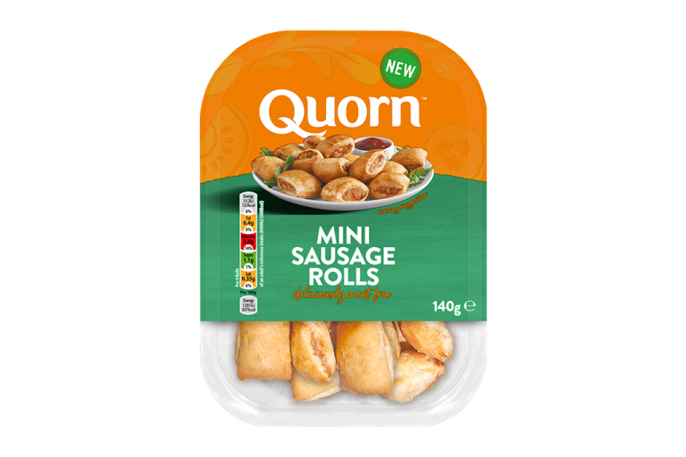 Quorn Mini Vegetarian Sausage Rolls packaging. 