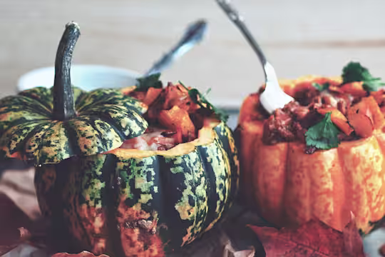 roasted pumpkin chili with quorn mince vegetarian halloween recipe