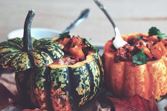 roasted pumpkin chili with quorn mince vegetarian halloween recipe