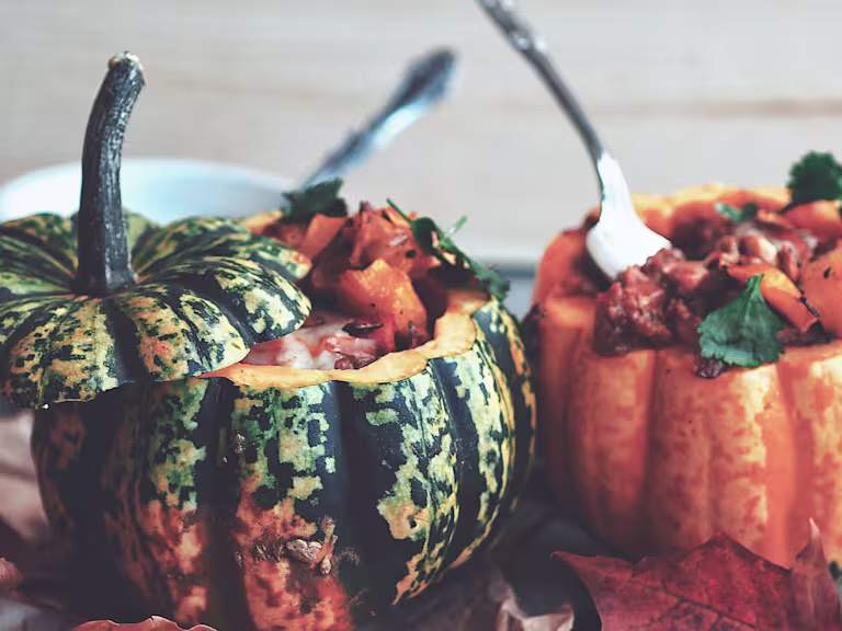 roasted pumpkin chili with quorn mince vegetarian halloween recipe