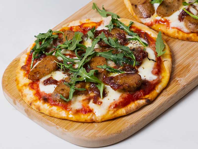 Vegetarian Flatbread Pizza Recipe With Meat-Free Quorn Sausages