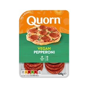 Quorn Vegan Pepperoni Slices packaging.