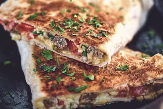 quorn sausage pattie breakfast quesadilla vegetarian recipe