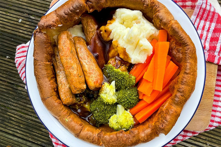 Giant Yorkshire Pudding with Quorn Sausages