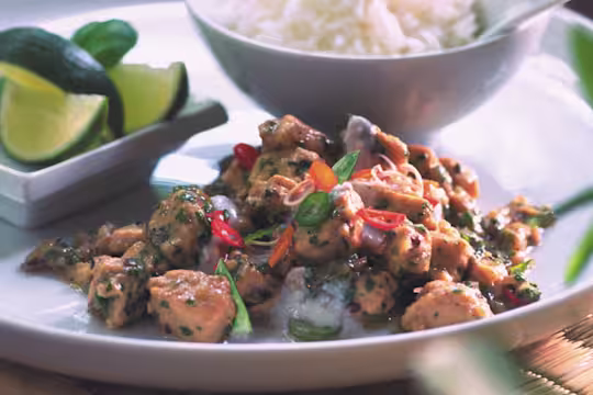 A Thai-style vegetarian curry made with Quorn Pieces and vegetables.