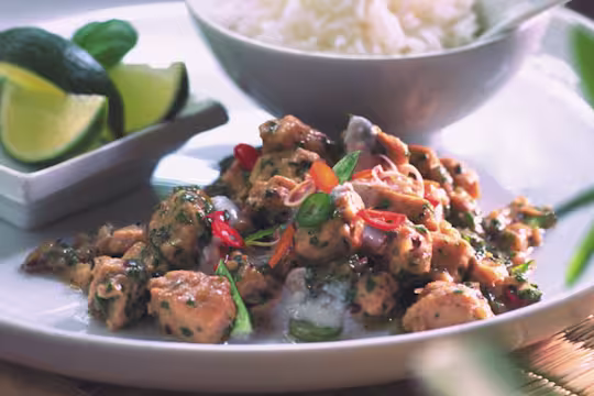 A Thai-style vegetarian curry made with Quorn Pieces and vegetables.