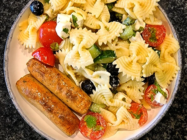 Mediterranean Pasta Salad with Quorn Sausage