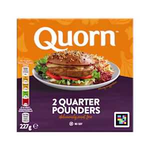Quorn Vegetarian Quarter Pounder packaging.